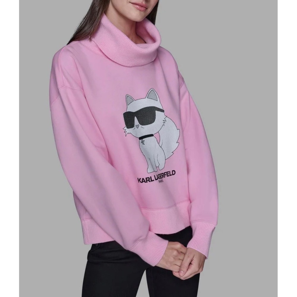 Karl Lagerfeld Paris Choupette Turtleneck Sweatshirt Pink L5TH7B66 Medium